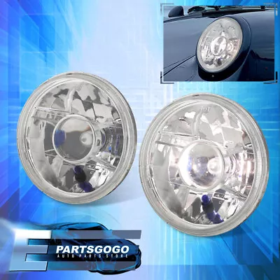 Universal Clear 7  H6024 Round Projector Headlights Head Lamps With Bulbs Pair • $23.99