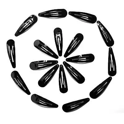 Black Enamelled Hair Clips. Pk Of 18 Metal Hair Slides Snaps Sleepies Bendies • £2.95