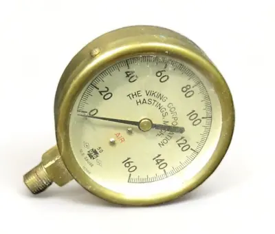 Vintage Brass Vikings Corp 160PSI Air Gauge - Steampunk Décor - Hastings MI • $39.98