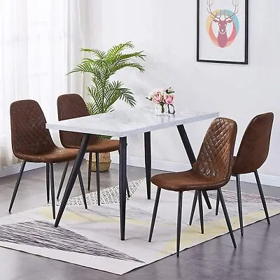 Dining Table / Chairs Suede Seat Padded Seat Metal Legs Living Room Kitchen UK • £89.99