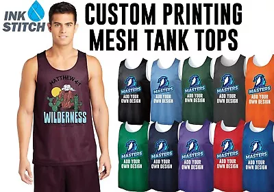 Ink Stitch Men Design Your Own Custom Printed Mesh Reversible Tank Tops • $25.99