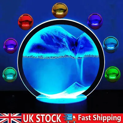 3D Moving Sand Art Picture Round Glass Deep Sea Sandscape Hourglass Quicksand • £11.90