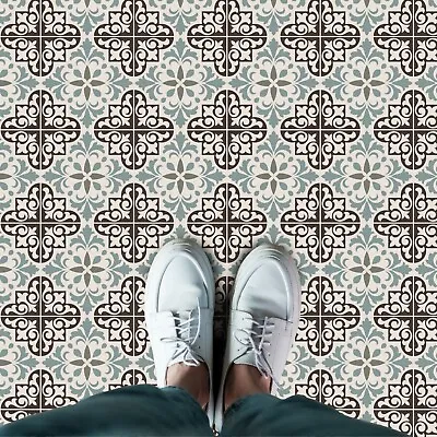 Valencia Dual Tone Colour Floral Tiles Self-adhesive Kitchen Bathroom Home • £20.70