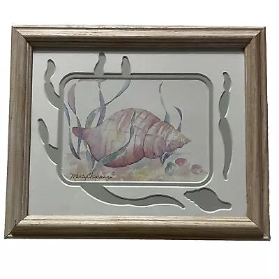 Marcy Chapman Signed Matted Framed Print Watercolor Sea Life Sea Shell 10x12 • $29.74