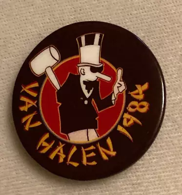 Vintage Original Van Halen 1984 Pin Back Button Brown With Red • $8