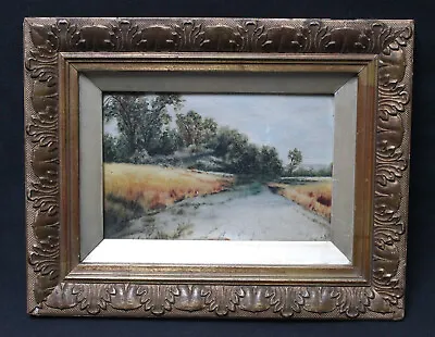 Edwardian Signed Initial Framed Oil Landscape Painting On Board : River Tree • £20