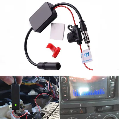 12V Universal Automobile Car FM AM Radio Stereo Antenna Signal Amplifier Booster • £9.99