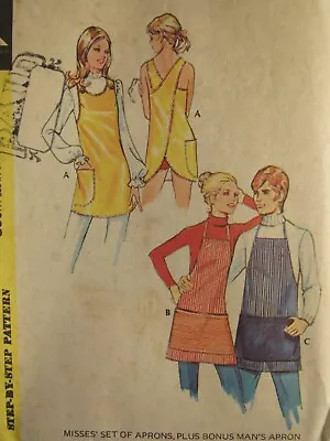 Amazing VTG 71 McCALLS 3063 Misses Set Of Aprons & Mans Apron PATTERN M/12-14 • $8.98