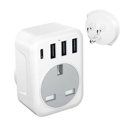 UK To US Plug Adapter With USB C Travel Adapter Plug For USA Canada Etc Type B • £13.99