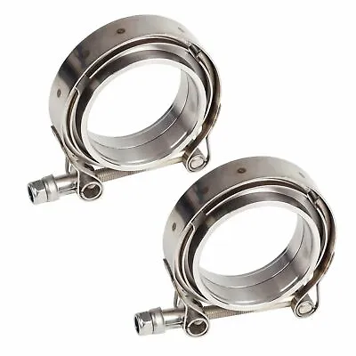 $29.99 • Buy 2 X Universal 4  Inch Stainless Steel V-Band Turbo Downpipe Exhaust Clamp Vband