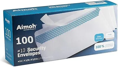 Security Tinted Self-Seal Letter Envelopes-No Window White-24 LB- 100 Count • $10.98