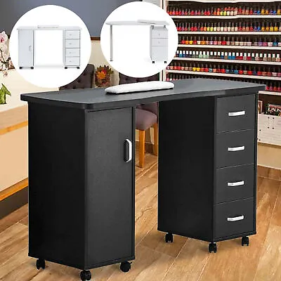 Manicure Nail Table Station Salon Mobile Wood Writing Desk With 2/3/4 Drawers • $89.89