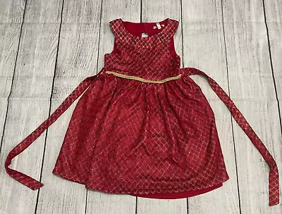 Girls Dress - Red Gold Shiny Sleeveless Tara Girl Sz 6 X • $5