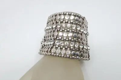 MAURICES SILVER With CLEAR RHINESTONES WIDE STRETCH CUFF BRACELET • $8.99