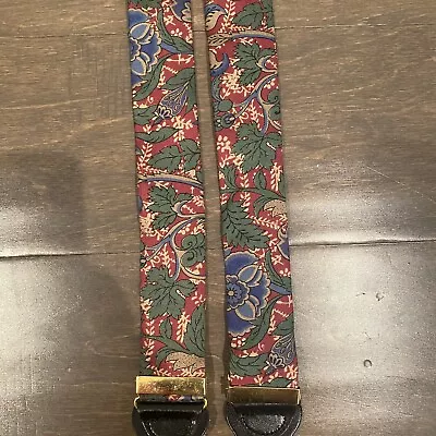 Trafalgar Floral Silk Suspenders Leather Braces Gold Hardware • $42.99