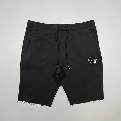 £41.99 • Buy True Religion Mens Sweat Shorts Black XL Fleece Lined Stitch Logo Cotton Bottoms