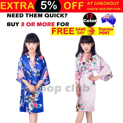 $19.30 • Buy FLORAL SATIN ROBE Kimono Dressing Gown Vintage Wedding Party Flower Girl 