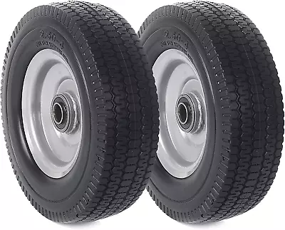 (2-Pack)  2.50-4” Solid PU Run-Flat Tire Wheel Assemblies - 8” Flat Free Tubeles • $39.76