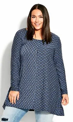 $20 • Buy Avenue By City Chic Womens Plus Size Tiarne Textured Tunic Top Riveria Blue