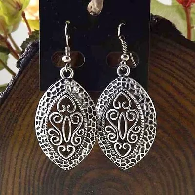 £3.50 • Buy Oval Dangle Earrings Ethnic Tribal Aztec Hippy Boho Indian Silver Tibetan