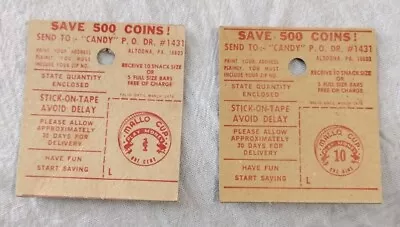 2 Vintage Mallo Cup Play Money Tokens Advertising Altoona Pa Candy 1 And 10 • $5.25