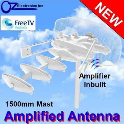 Outdoor TV Amplified Antenna UHF VHF FM Caravan RV Camping 1500mm Mast NEW • $70