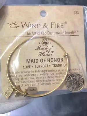 Wind And Fire Gold Tone Maid Of Honor Charm Stack Bangle Bracelet Gift • $10