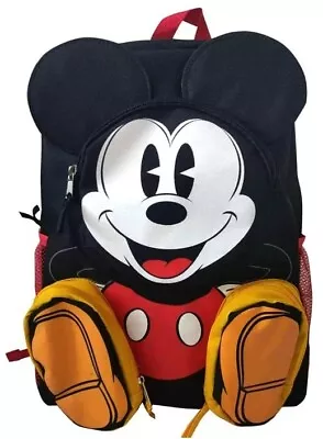 Disney Mickey Mouse Backpack Front Body 16  With 3-Zipper Pockets • $19.99