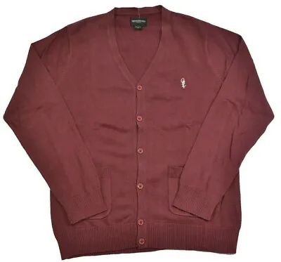 Obey NOBLE CARDIGAN Oxblood V-Neck Men's Cotton Cardigan Sweater • $39.99