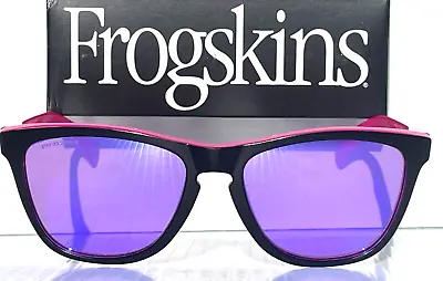 NEW Oakley Frogskins Dark Berry Black POLARIZED Galaxy Violet Lens Sunglass 9013 • $116.88