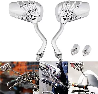 Chrome Skull Claw Handle Bar Rear View Mirror For Kawasaki Vulcan VN 750 800 900 • $25.65