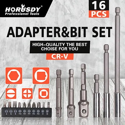 Socket Bit Adapter Magnetic Bit Extensions Holder Bar Drill Nut Hex 1/4 3/8 1/2 • $6.49