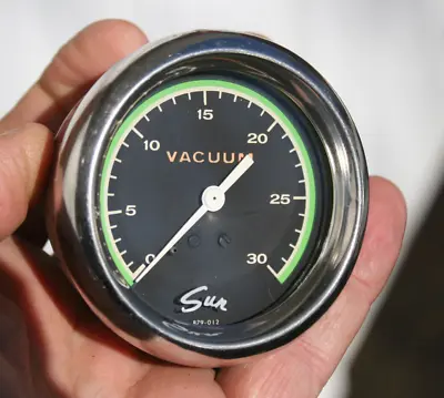 Sun Vintage 2 5/8  Greenline Green Line Vacuum Gauge W/ Glass Lens - GVC54 • $209