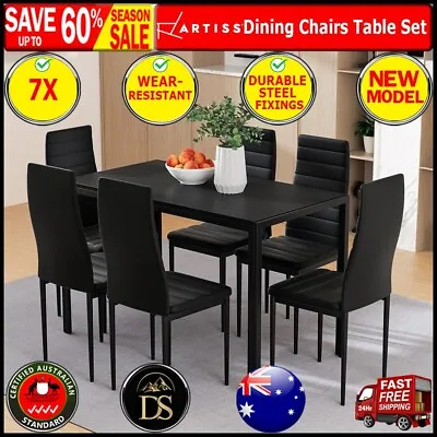 $336.19 • Buy Artiss Dining Chairs And Table Dining Set 6 Chair Set Of 7 Wooden Top Black New