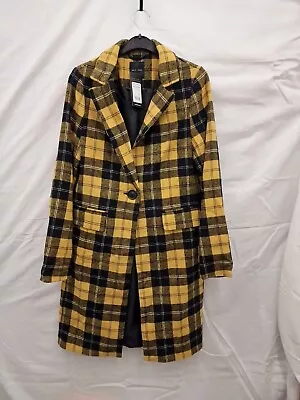 Ladies New Look Mustard Check Longline Coat Size 8 BNWT RRP£39.99 • £17.99