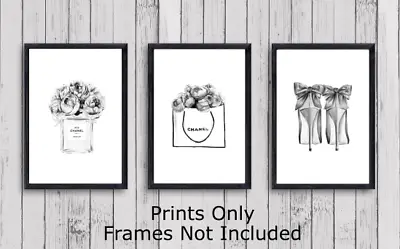 Set Of 3 Grey Fashion Coco Wall Art Poster Photo Print Picture Gift A5 A4 A3 • £6.99