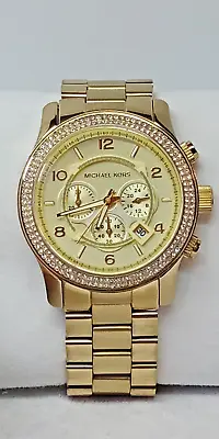 Michael Kors Mk-5575 Runway Chronograph Women's Watch Ex Cond New Battery • $100