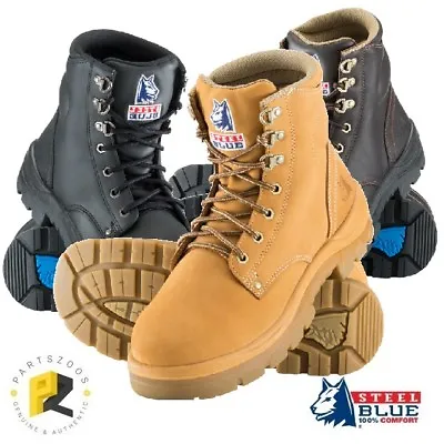Steel Blue Argyle Mens Work Boots Safety Toe Cap 312102 • $199