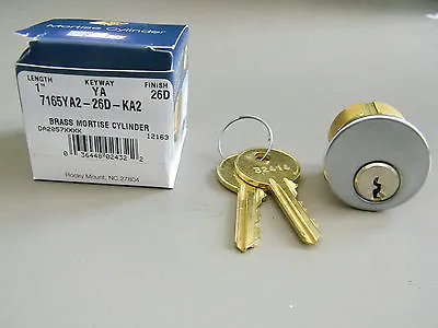 Yale Mortise Cylinder By Ilco- Y1 Keyway 1  - Satin Chrome • $14.50