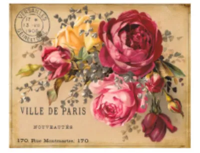 Vintage Image French Label Roses Furniture Transfers  Decoupage Decals FL544 • $12.99