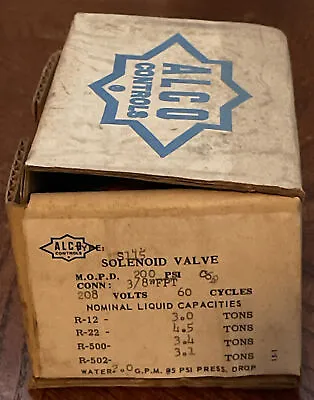 Alco Solenoid Valve Type S115 - 3/8  FPT - 208 Volts - PSI 200 - Vintage • $45