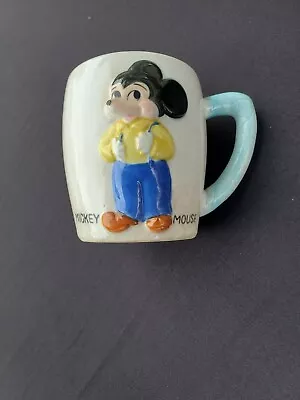 Vintage 1950’s Mickey Mouse Walt Disney Japan 3D Ceramic Coffee Mug 3.5” • $14.99