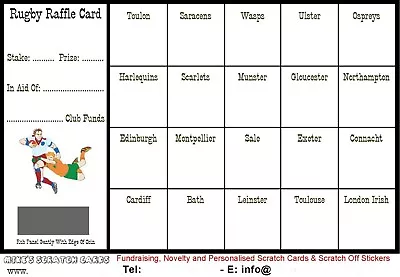 Rugby 20 Square Fundraising Raffle Cards (10-50) Scratch Cards Size A6 • £2.79