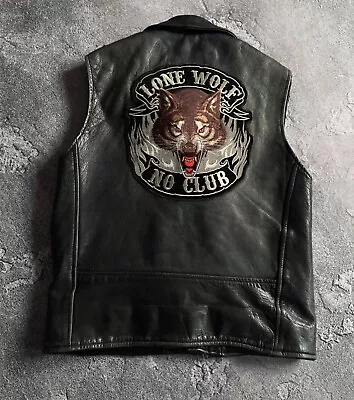 Vintage Lone Wolf No Club Biker Leather Vest Jacket Rare • $60