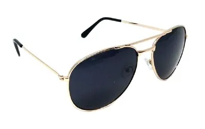 Gold Pilot Aviator Sunglasses Retro Designer Fashion Outdoor Classic Sport Vtg • $10.95