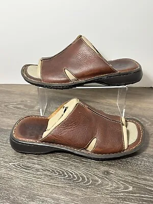 Born Men's Size 9 M5409 Brown Leather Slide Sandal Open Toe • $32.50