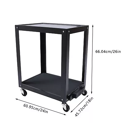 AV Cart Steel Media Cart 26 In Presentation Cart 2 Shelves W/ Power Strip 150LBS • $85.50