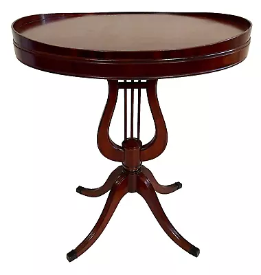 Mid Century Mahogany Oval Lyre Base Accent  / Side Table • $400.50