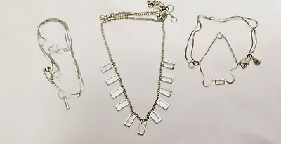 Set Of 3 Madewell By J. Crew Silvertone Small Pendant Necklaces • $37.49