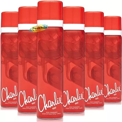 6x Charlie RED Body Spray Fragrance 75ml - Rose Petal + Spices Scent • £12.21